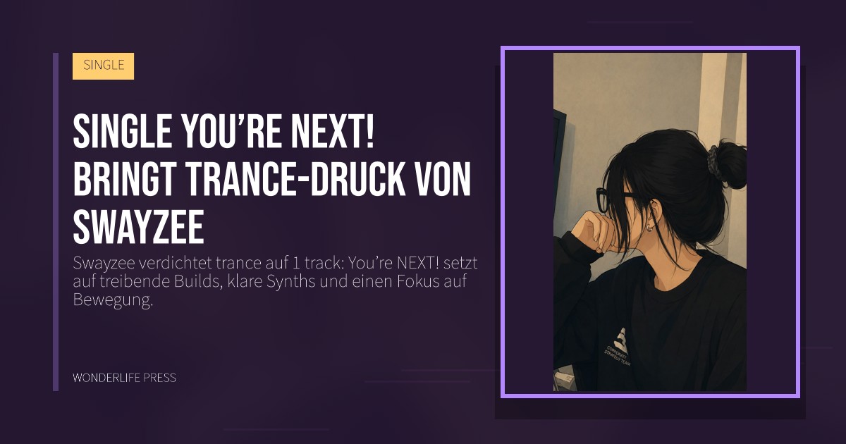Wonderlife Press: Single You’re NEXT! bringt trance-druck von Swayzee. Veröffentlichungscover. SINGLE.