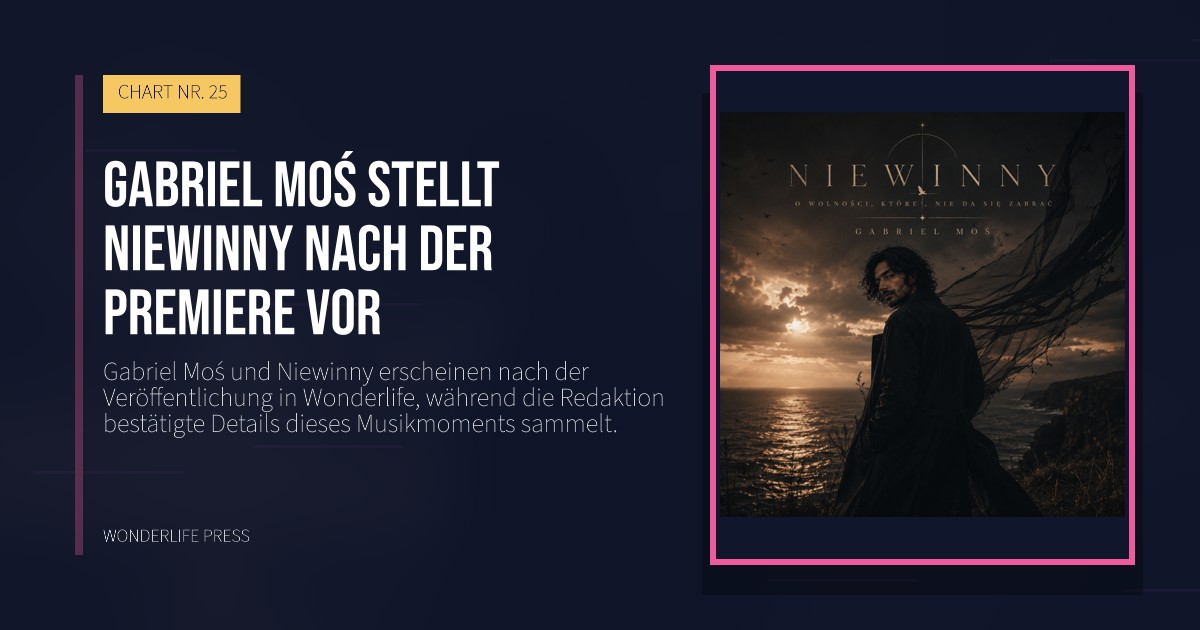 Wonderlife Press: Gabriel Moś stellt Niewinny nach der Premiere vor. Veröffentlichungscover. CHART NR. 25.