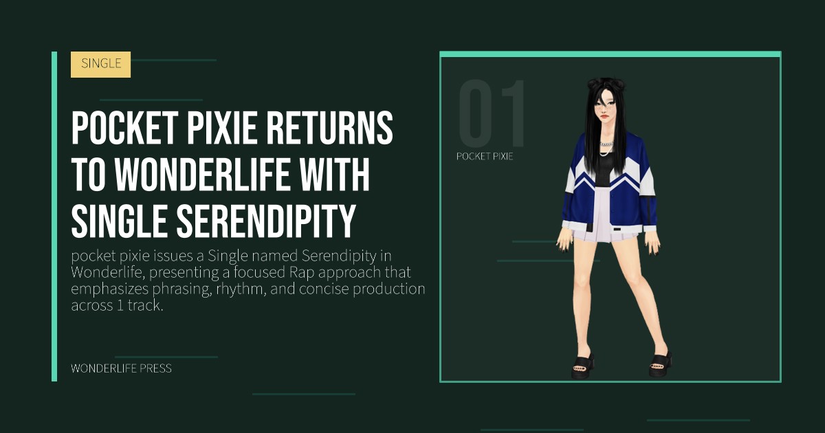 Wonderlife Press: pocket pixie returns to Wonderlife with Single Serendipity. artist portrait. SINGLE.