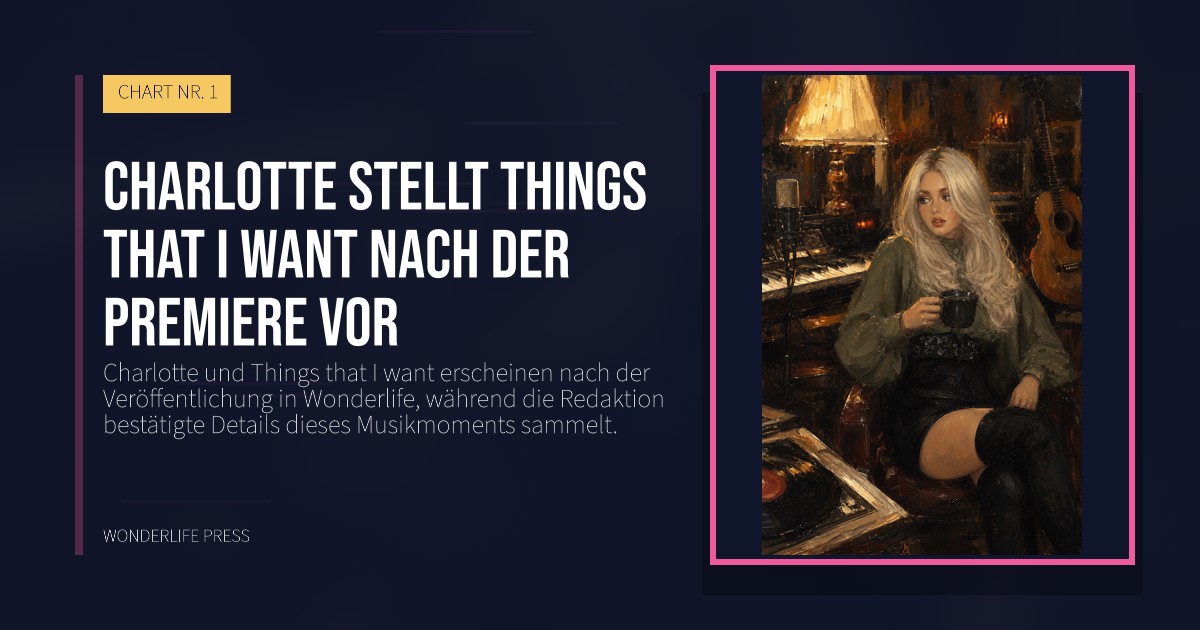 Wonderlife Press: Charlotte stellt Things that I want nach der Premiere vor. Veröffentlichungscover. CHART NR. 1.