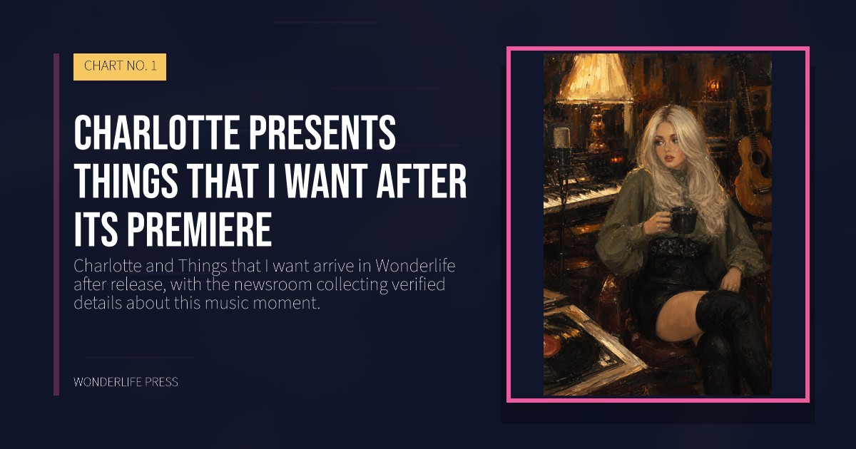 Wonderlife Press: Charlotte presents Things that I want after its premiere. release artwork. CHART NO. 1.