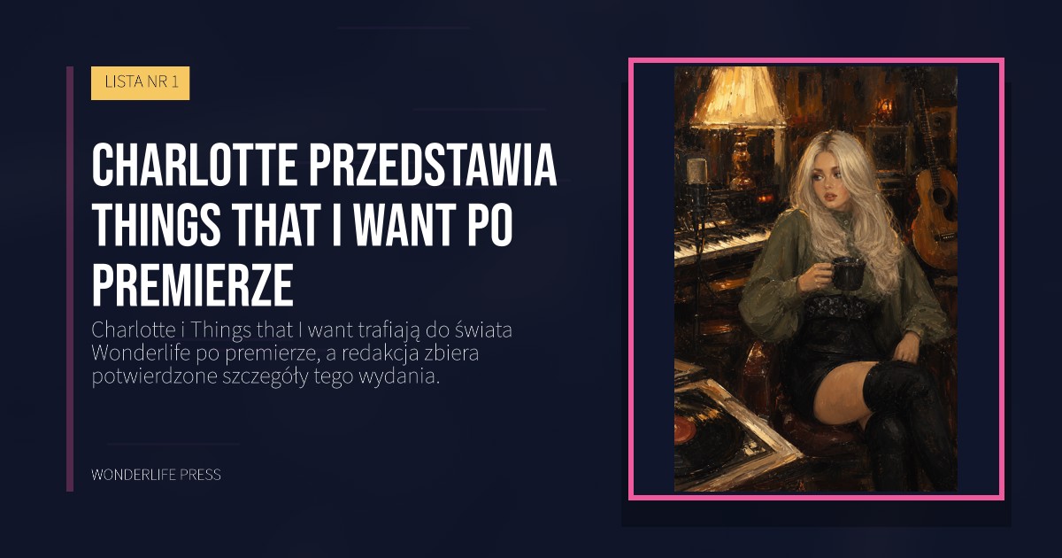 Wonderlife Press: Charlotte przedstawia Things that I want po premierze. okładka wydawnictwa. LISTA NR 1.