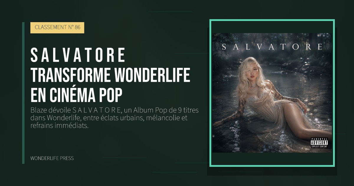 Wonderlife Press: S A L V A T O R E transforme Wonderlife en cinéma pop. pochette de la sortie. CLASSEMENT N° 86.