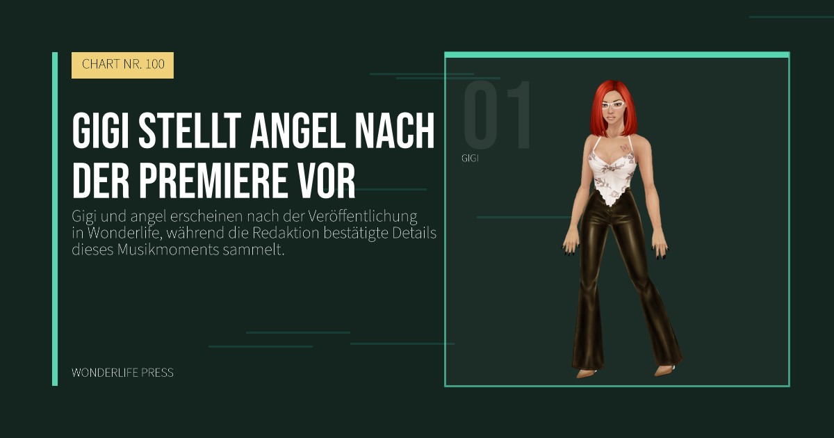 Wonderlife Press: Gigi stellt angel nach der Premiere vor. Künstlerporträt. CHART NR. 100.