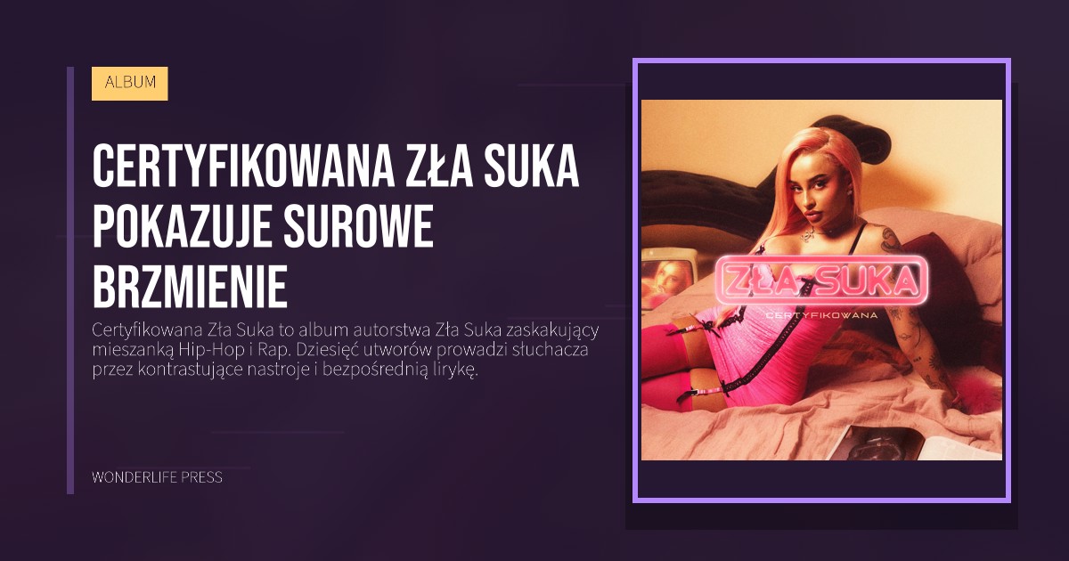 Wonderlife Press: Certyfikowana Zła Suka pokazuje surowe brzmienie. okładka wydawnictwa. ALBUM.