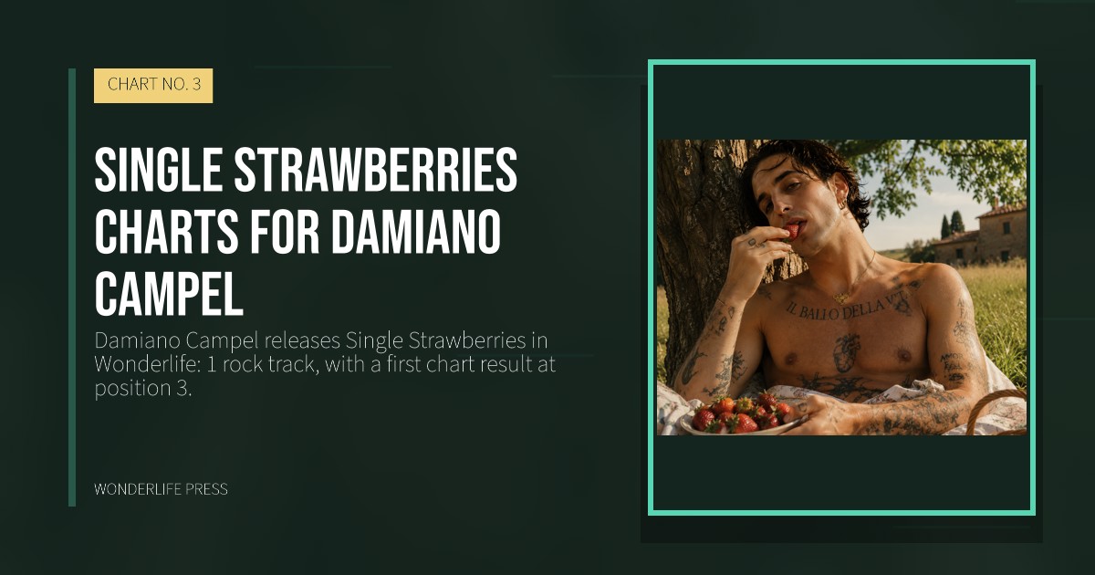 Wonderlife Press: Single Strawberries charts for Damiano Campel. release artwork. CHART NO. 3.