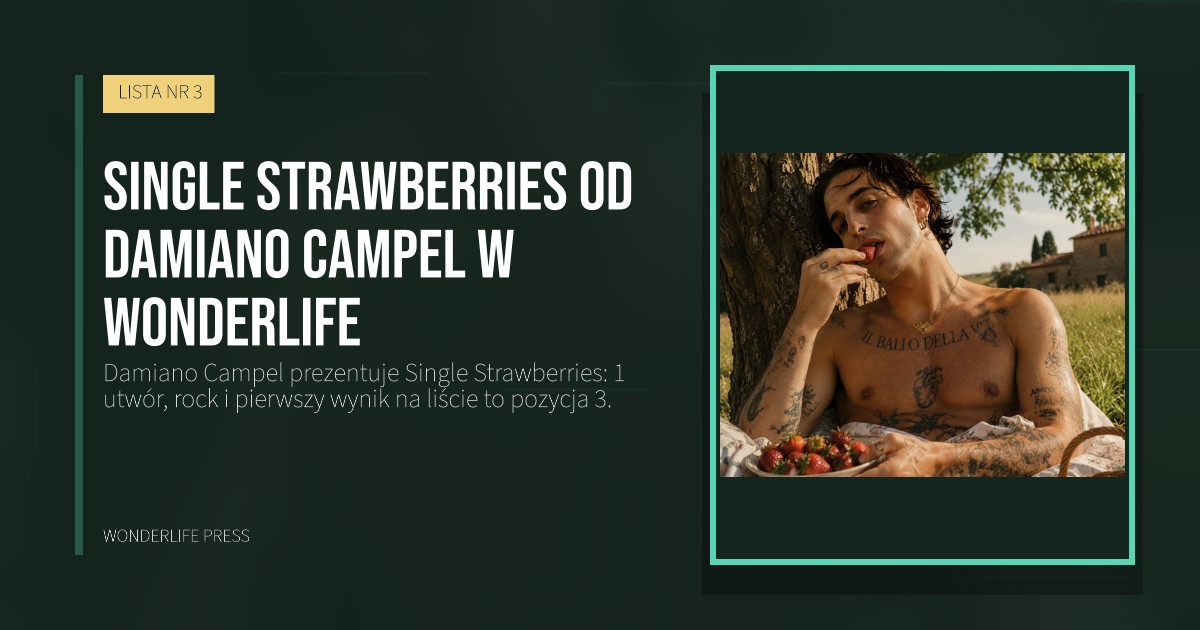 Wonderlife Press: Single Strawberries od Damiano Campel w Wonderlife. okładka wydawnictwa. LISTA NR 3.