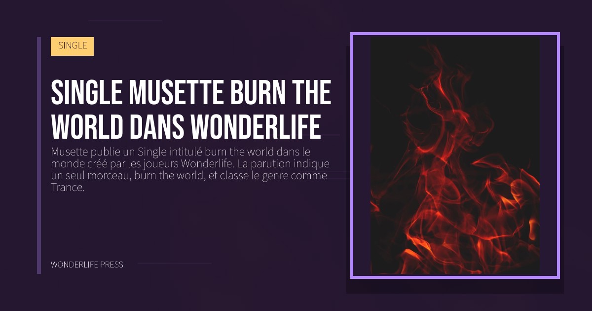 Wonderlife Press: Single Musette burn the world dans Wonderlife. pochette de la sortie. SINGLE.