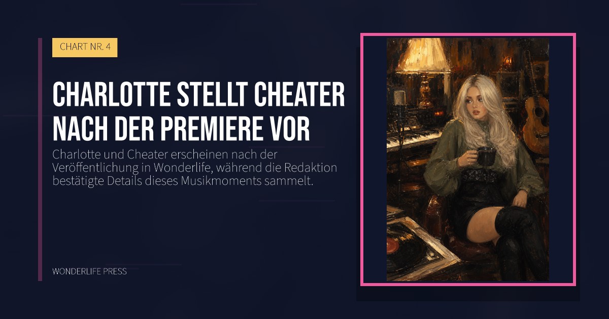 Wonderlife Press: Charlotte stellt Cheater nach der Premiere vor. Veröffentlichungscover. CHART NR. 4.