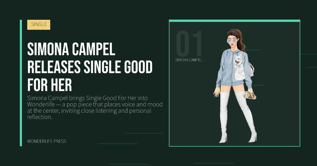 Wonderlife Press: simona campel releases single Good For Her. artist portrait. SINGLE.
