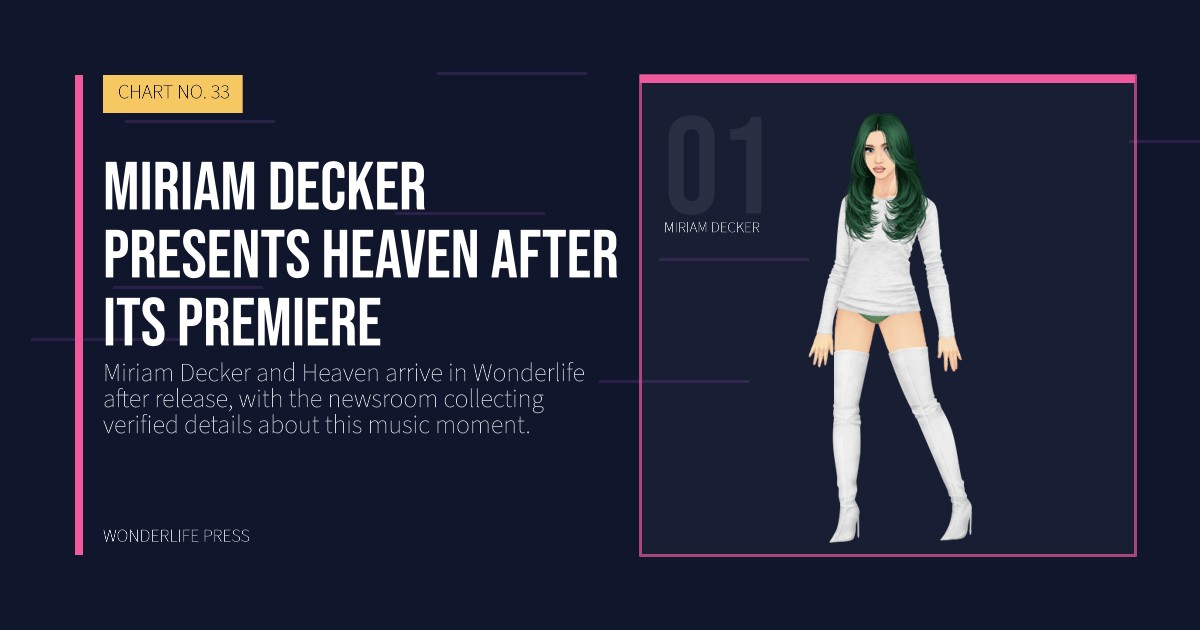 Wonderlife Press: Miriam Decker presents Heaven after its premiere. artist portrait. CHART NO. 33.
