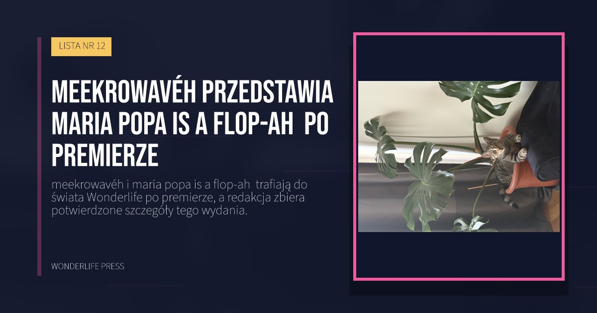 Wonderlife Press: meekrowavéh przedstawia maria popa is a flop-ah  po premierze. okładka wydawnictwa. LISTA NR 12.