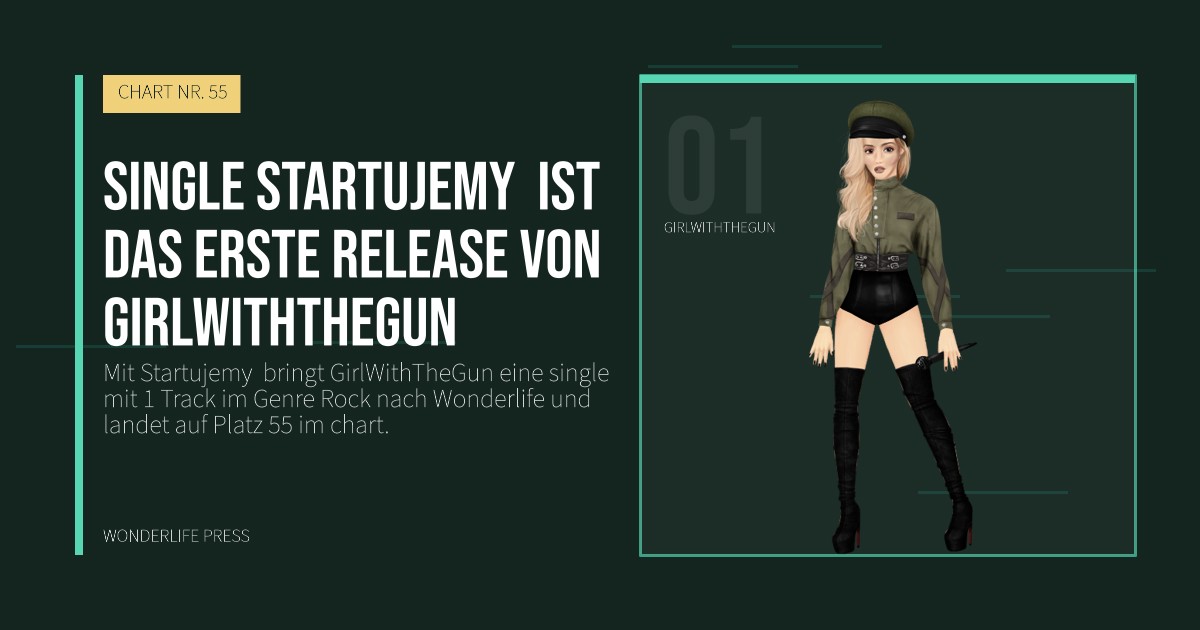 Wonderlife Press: Single Startujemy  ist das erste release von GirlWithTheGun. Künstlerporträt. CHART NR. 55.