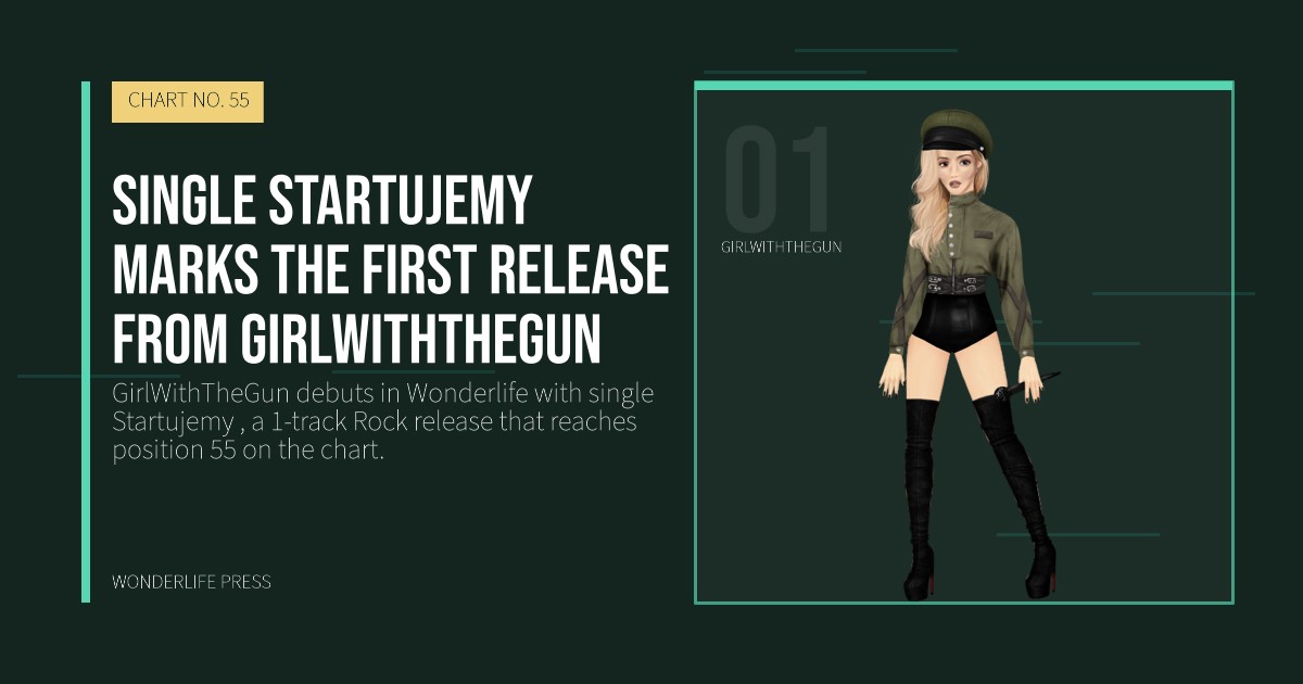 Wonderlife Press: Single Startujemy  marks the first release from GirlWithTheGun. artist portrait. CHART NO. 55.