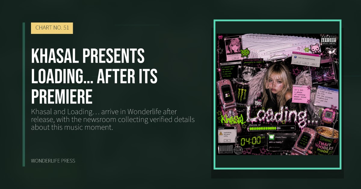 Wonderlife Press: Khasal presents Loading… after its premiere. release artwork. CHART NO. 51.