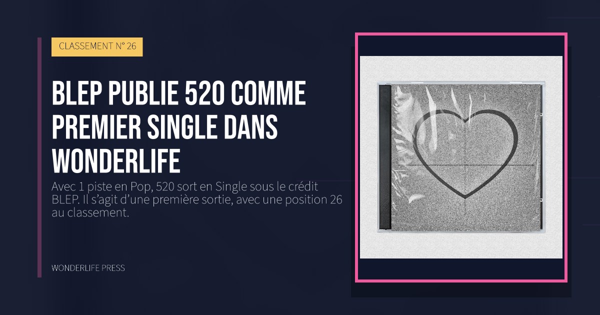 Wonderlife Press: BLEP publie 520 comme premier Single dans Wonderlife. pochette de la sortie. CLASSEMENT N° 26.
