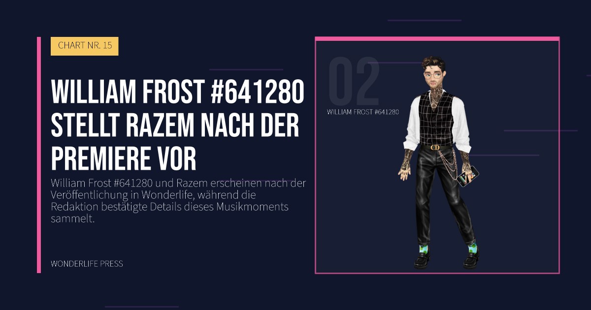Wonderlife Press: William Frost #641280 stellt Razem nach der Premiere vor. Künstlerporträt. CHART NR. 15.