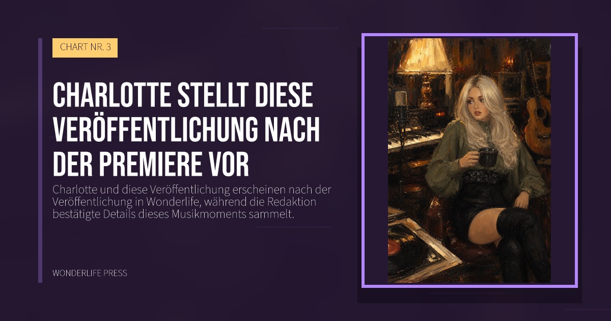 Wonderlife Press: Charlotte stellt diese Veröffentlichung nach der Premiere vor. Veröffentlichungscover. CHART NR. 3.