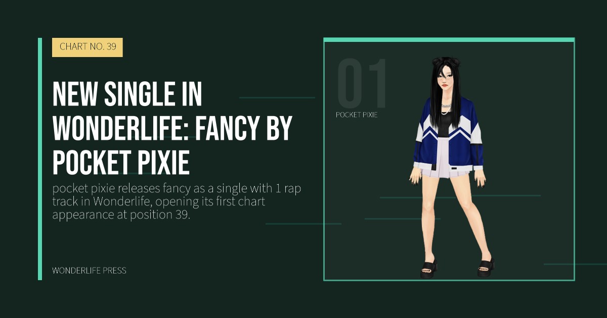 Wonderlife Press: New single in Wonderlife: fancy by pocket pixie. artist portrait. CHART NO. 39.