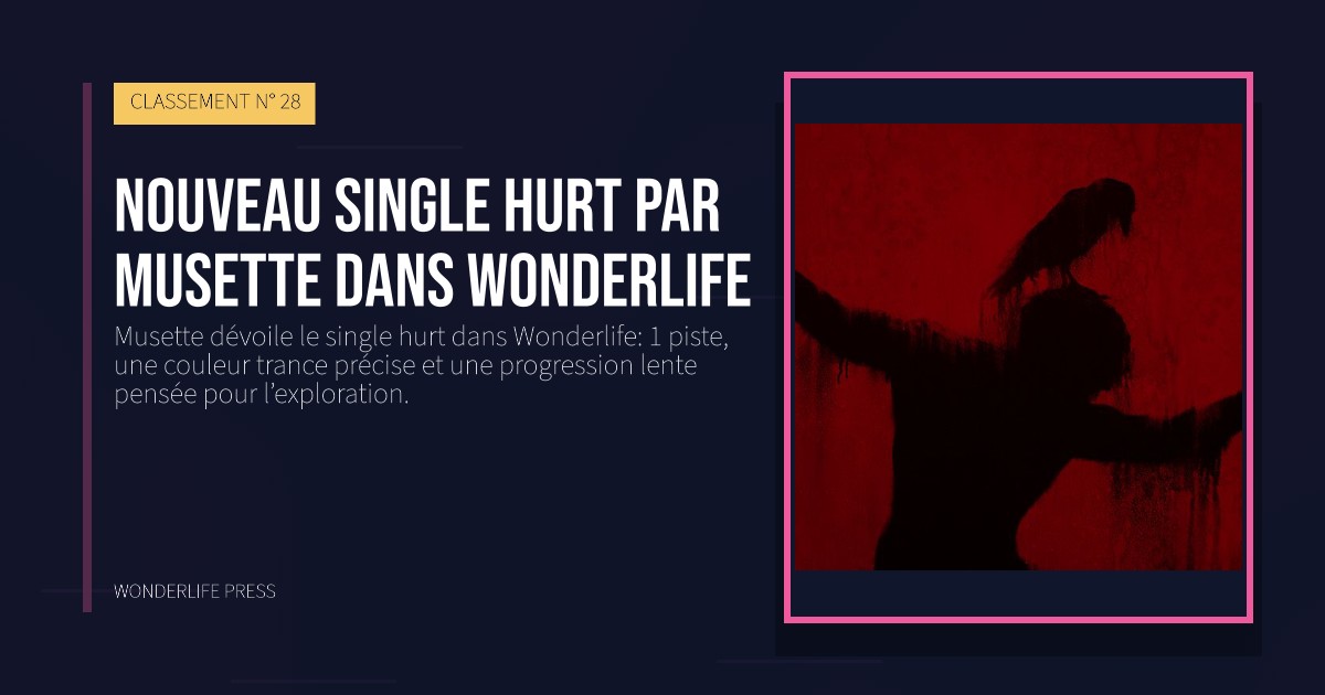 Wonderlife Press: Nouveau single hurt par Musette dans Wonderlife. pochette de la sortie. CLASSEMENT N° 28.