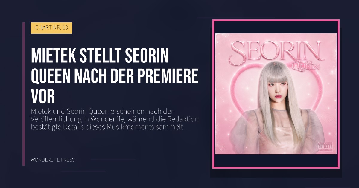 Wonderlife Press: Mietek stellt Seorin Queen nach der Premiere vor. Veröffentlichungscover. CHART NR. 10.