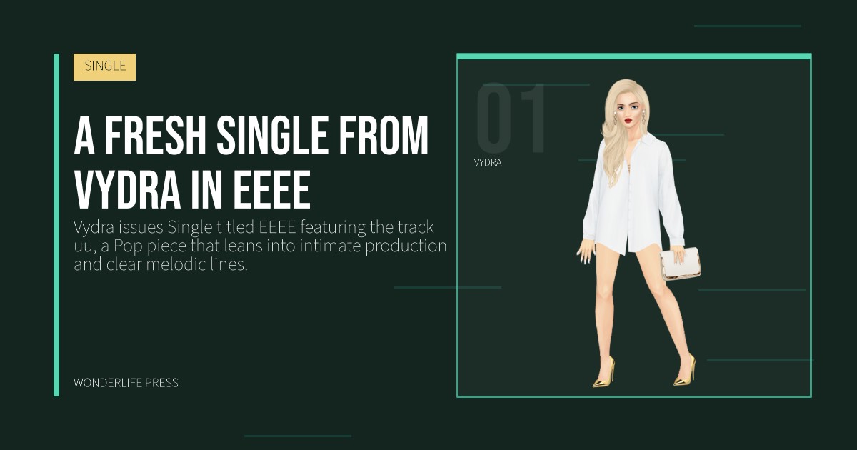 Wonderlife Press: a fresh Single from Vydra in EEEE. artist portrait. SINGLE.