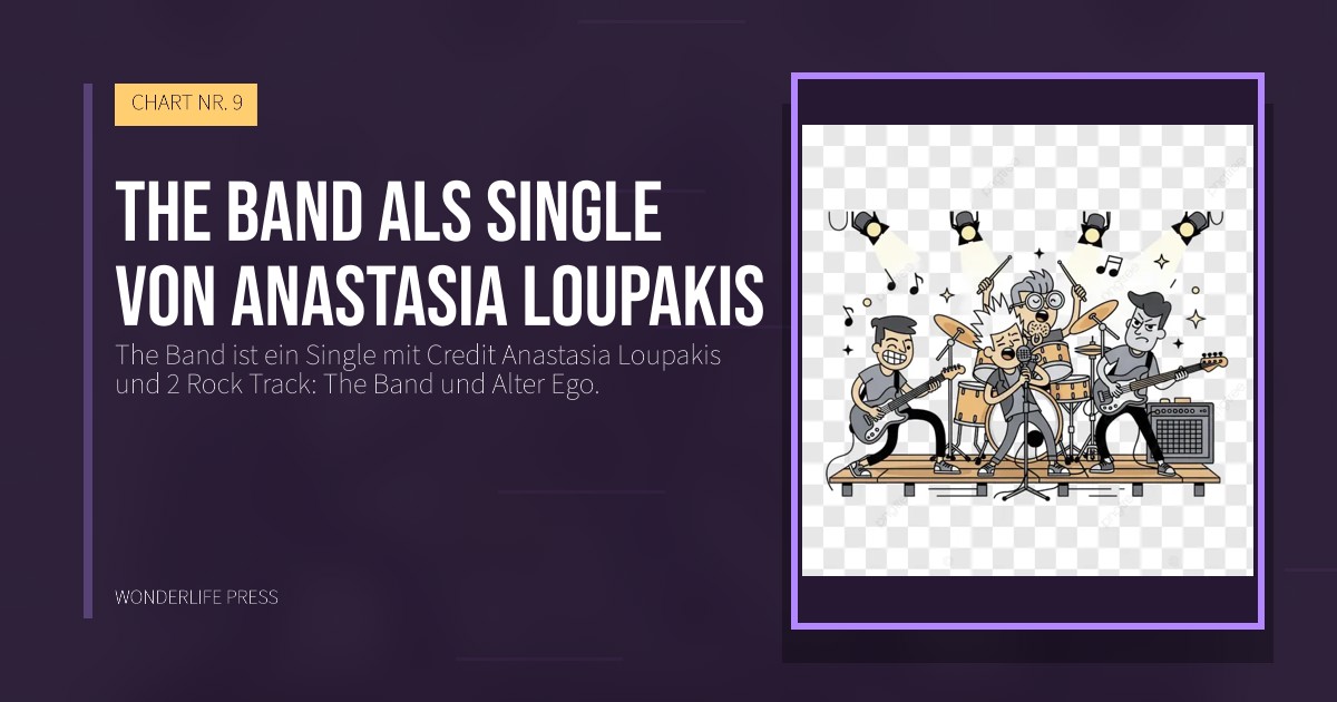 Wonderlife Press: The Band als Single von Anastasia Loupakis. Veröffentlichungscover. CHART NR. 9.