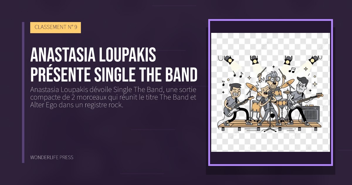 Wonderlife Press: Anastasia Loupakis présente Single The Band. pochette de la sortie. CLASSEMENT N° 9.