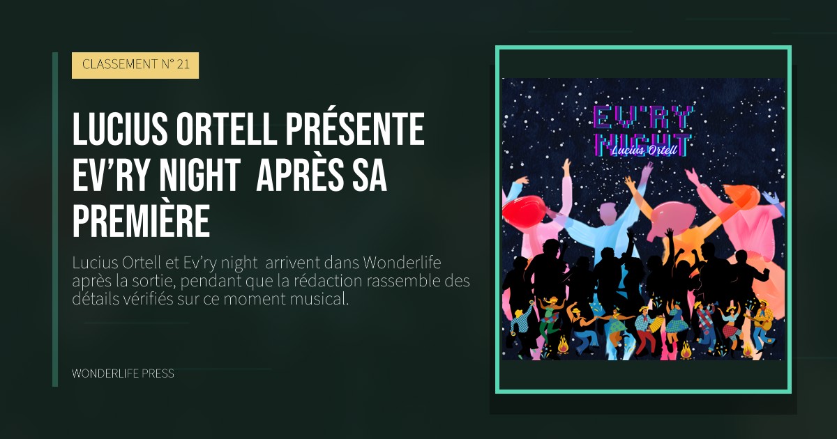 Wonderlife Press: Lucius Ortell présente Ev’ry night  après sa première. pochette de la sortie. CLASSEMENT N° 21.