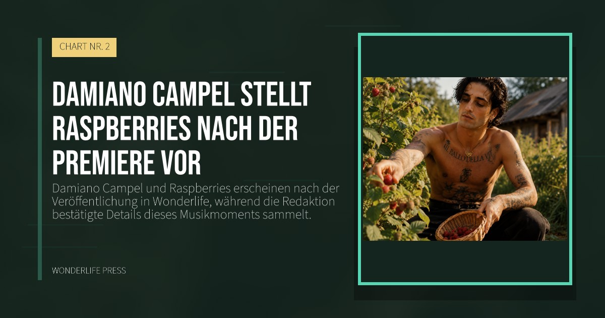 Wonderlife Press: Damiano Campel stellt Raspberries nach der Premiere vor. Veröffentlichungscover. CHART NR. 2.