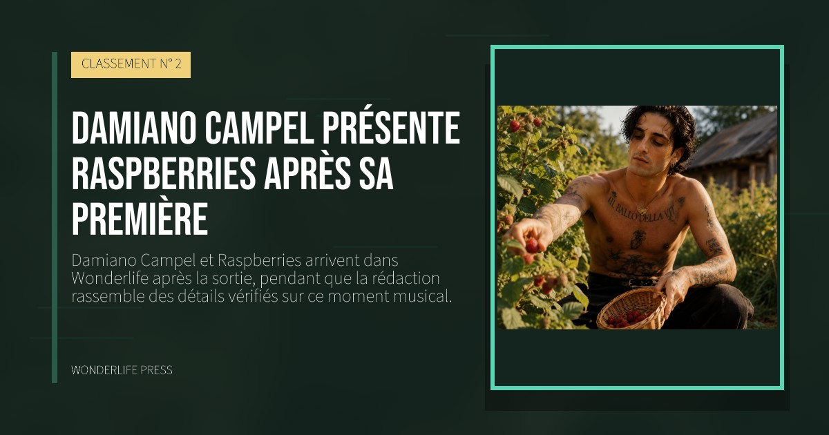 Wonderlife Press: Damiano Campel présente Raspberries après sa première. pochette de la sortie. CLASSEMENT N° 2.