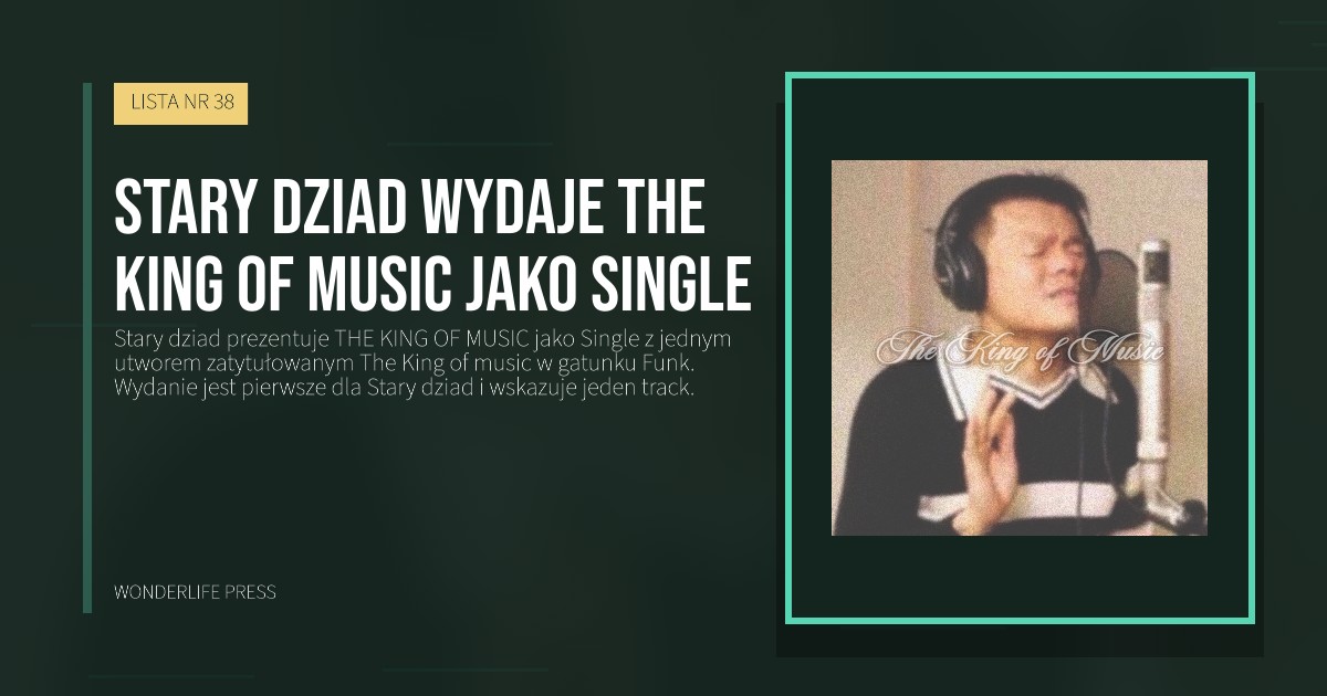 Wonderlife Press: Stary dziad wydaje THE KING OF MUSIC jako Single. okładka wydawnictwa. LISTA NR 38.