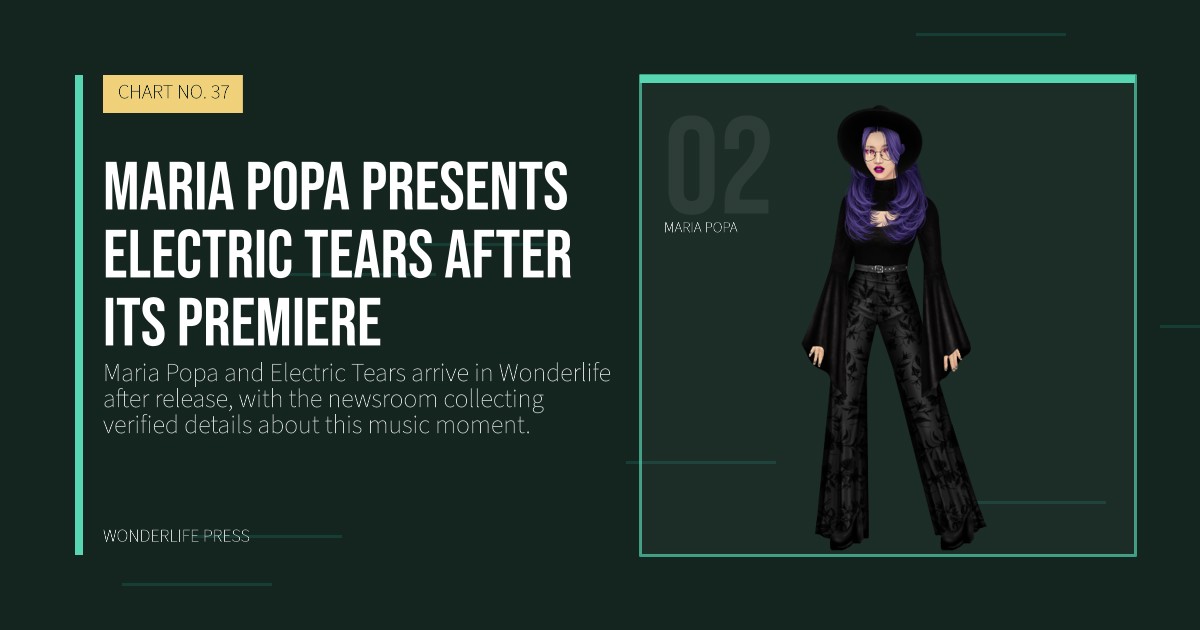 Wonderlife Press: Maria Popa presents Electric Tears after its premiere. artist portrait. CHART NO. 37.