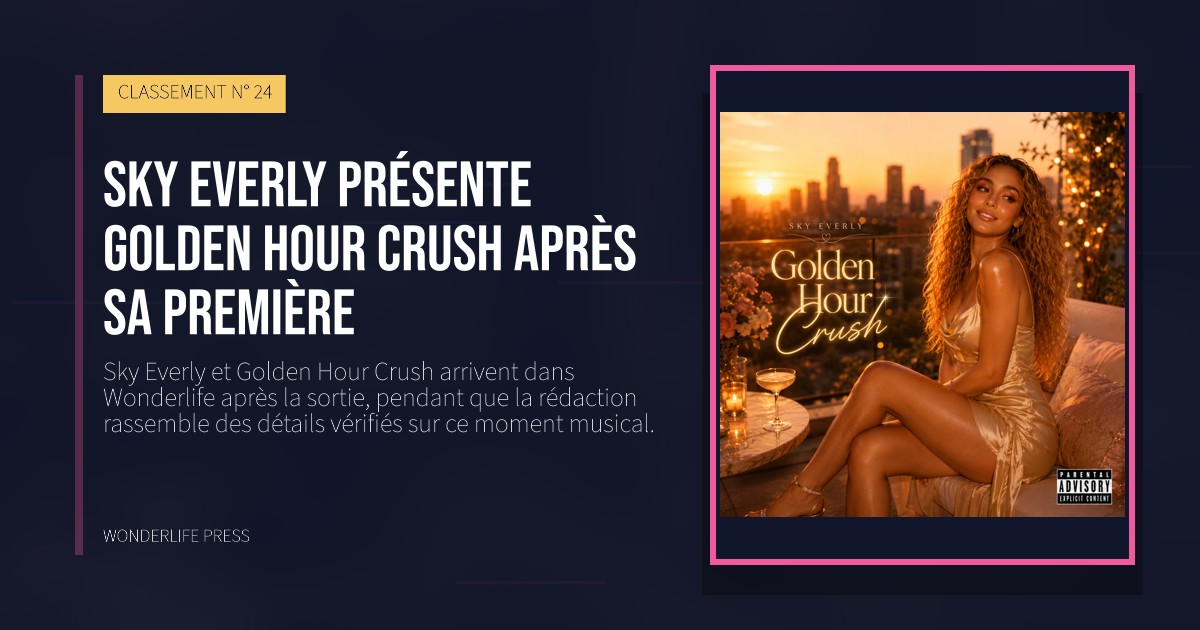 Wonderlife Press: Sky Everly présente Golden Hour Crush après sa première. pochette de la sortie. CLASSEMENT N° 24.