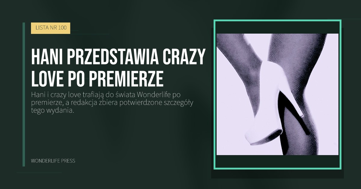 Wonderlife Press: Hani przedstawia crazy love po premierze. okładka wydawnictwa. LISTA NR 100.