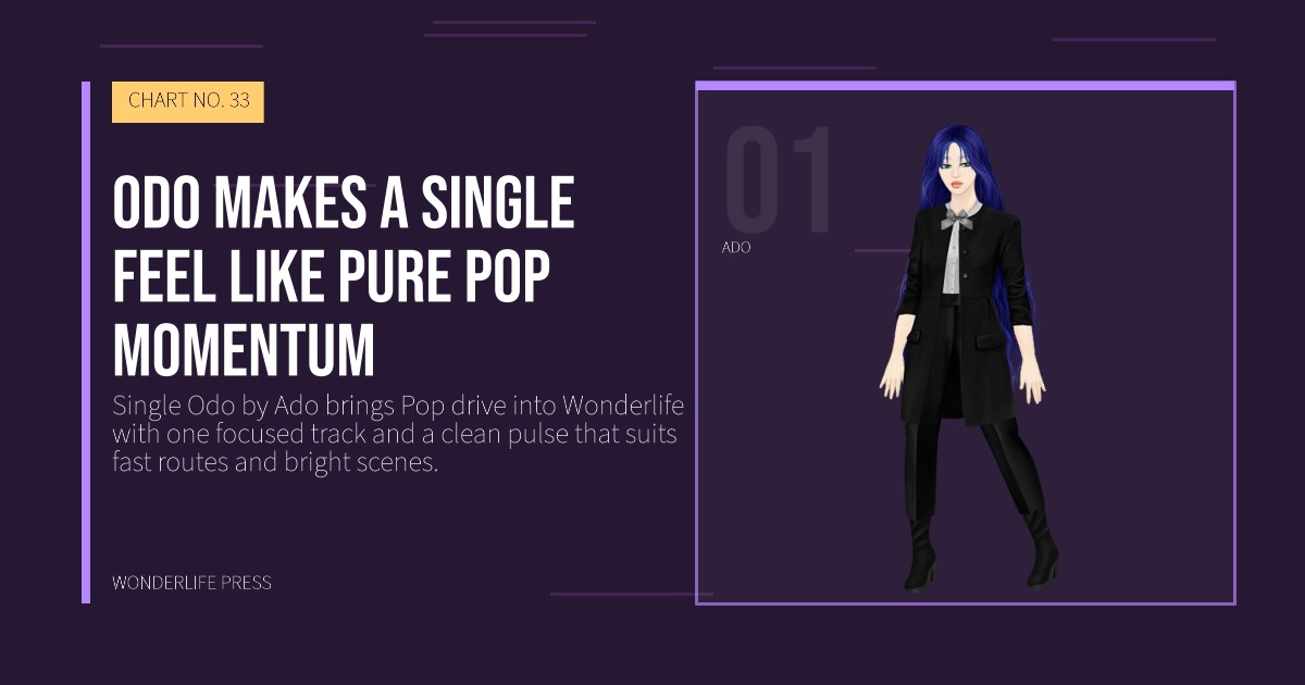 Wonderlife Press: Odo makes a Single feel like pure Pop momentum. artist portrait. CHART NO. 33.