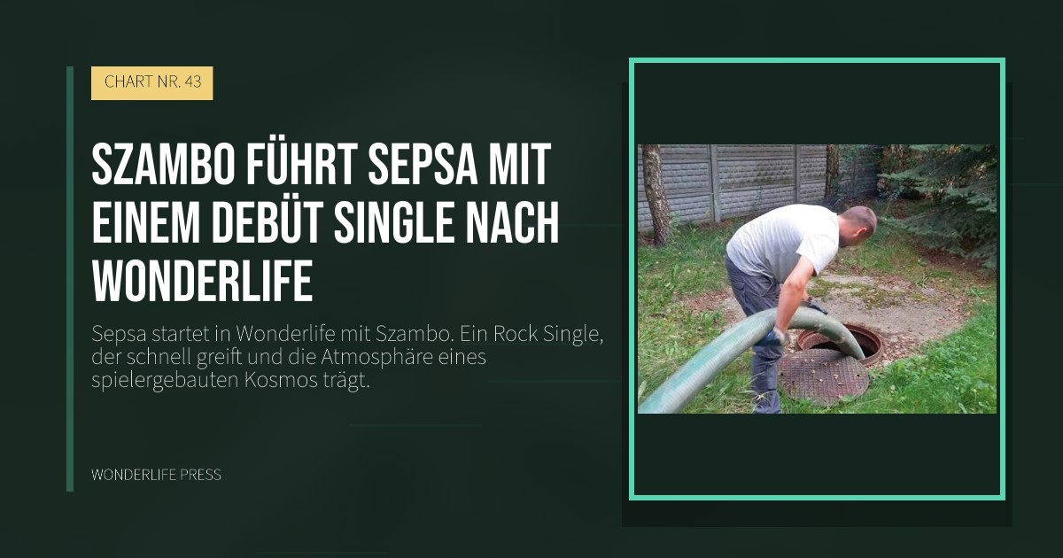 Wonderlife Press: Szambo führt Sepsa mit einem Debüt Single nach Wonderlife. Veröffentlichungscover. CHART NR. 43.
