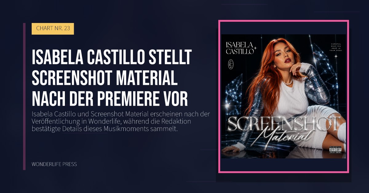 Wonderlife Press: Isabela Castillo stellt Screenshot Material nach der Premiere vor. Veröffentlichungscover. CHART NR. 23.