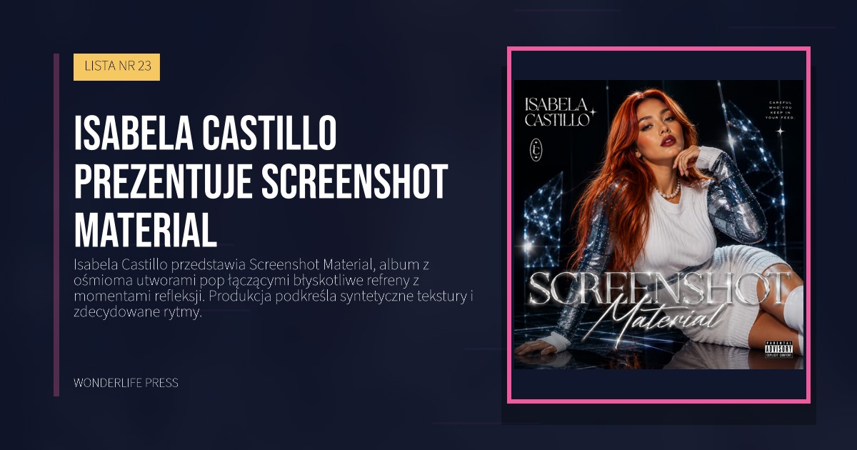 Wonderlife Press: Isabela Castillo prezentuje Screenshot Material. okładka wydawnictwa. LISTA NR 23.