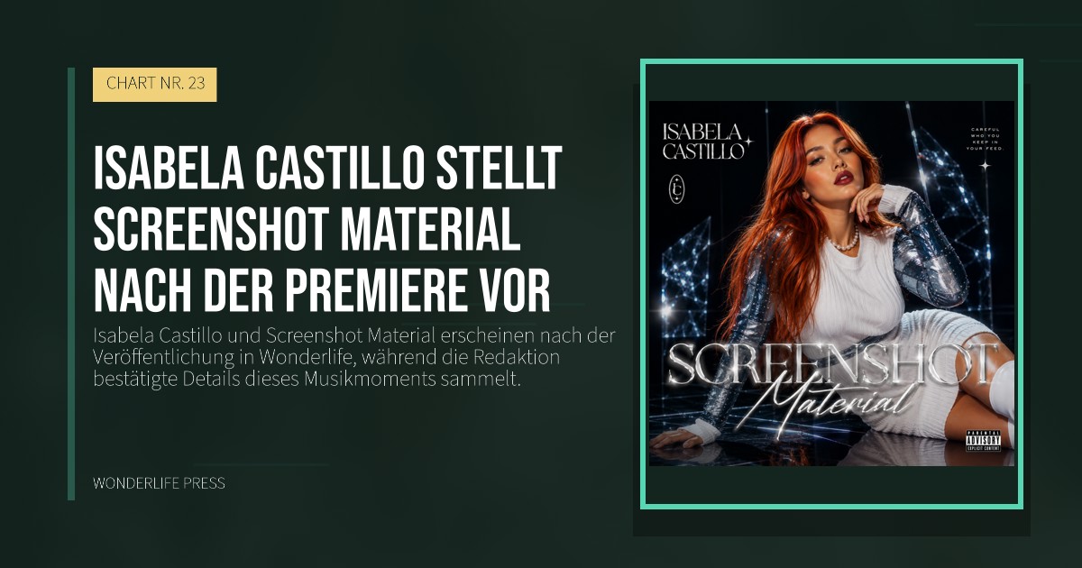 Wonderlife Press: Isabela Castillo stellt Screenshot Material nach der Premiere vor. Veröffentlichungscover. CHART NR. 23.