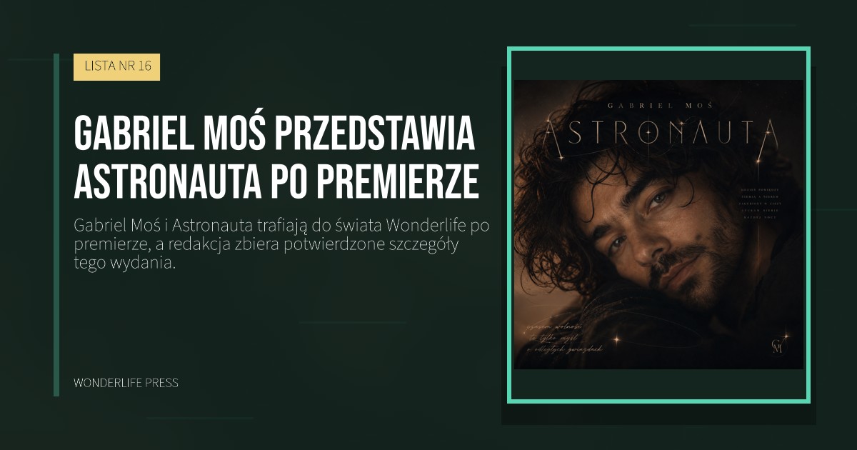 Wonderlife Press: Gabriel Moś przedstawia Astronauta po premierze. okładka wydawnictwa. LISTA NR 16.