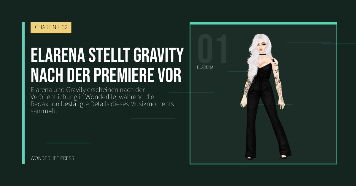 Wonderlife Press: Elarena stellt Gravity nach der Premiere vor. Künstlerporträt. CHART NR. 32.