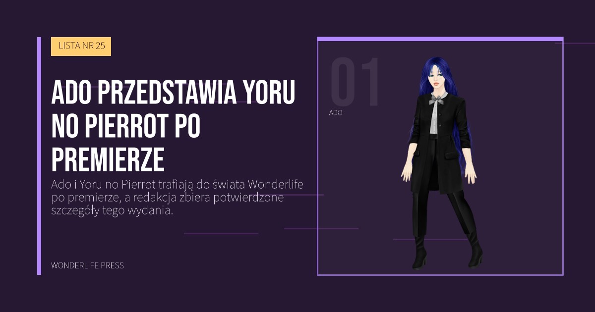 Wonderlife Press: Ado przedstawia Yoru no Pierrot po premierze. portret artystów. LISTA NR 25.