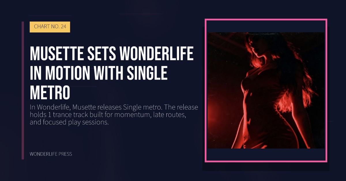 Wonderlife Press: Musette sets Wonderlife in motion with Single metro. release artwork. CHART NO. 24.