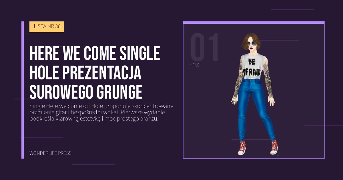 Wonderlife Press: Here we come single Hole prezentacja surowego grunge. portret artystów. LISTA NR 36.