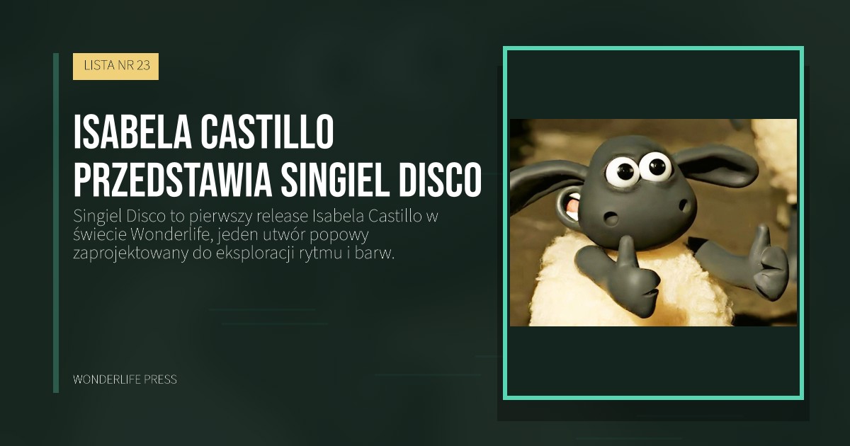Wonderlife Press: Isabela Castillo przedstawia singiel Disco. okładka wydawnictwa. LISTA NR 23.