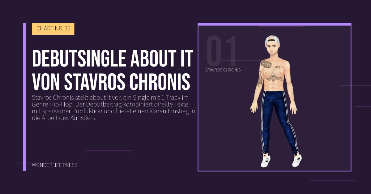 Wonderlife Press: debutsingle about it von Stavros Chronis. Künstlerporträt. CHART NR. 35.