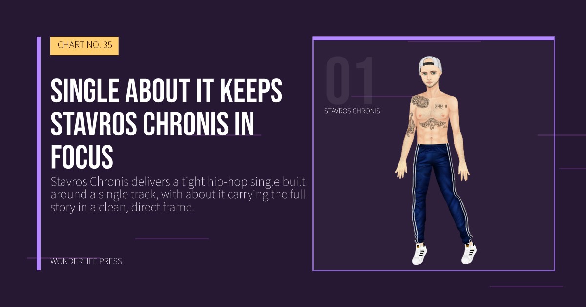 Wonderlife Press: Single about it keeps Stavros Chronis in focus. artist portrait. CHART NO. 35.