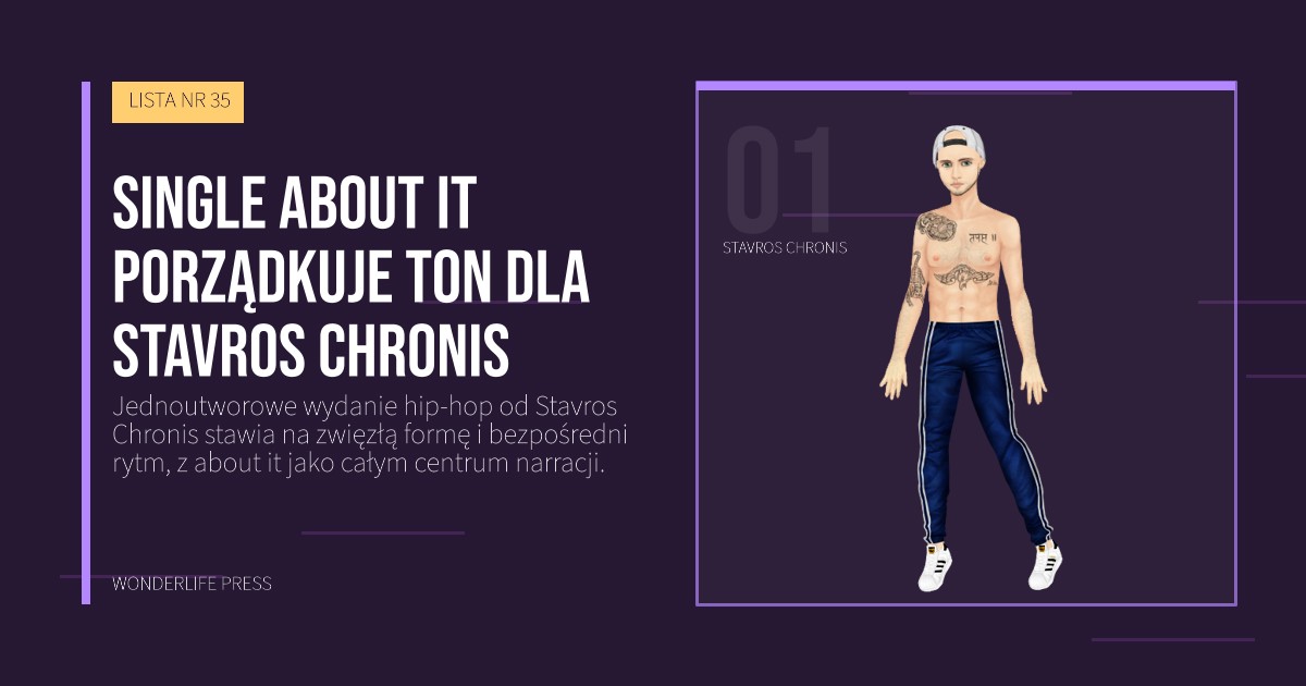 Wonderlife Press: Single about it porządkuje ton dla Stavros Chronis. portret artystów. LISTA NR 35.