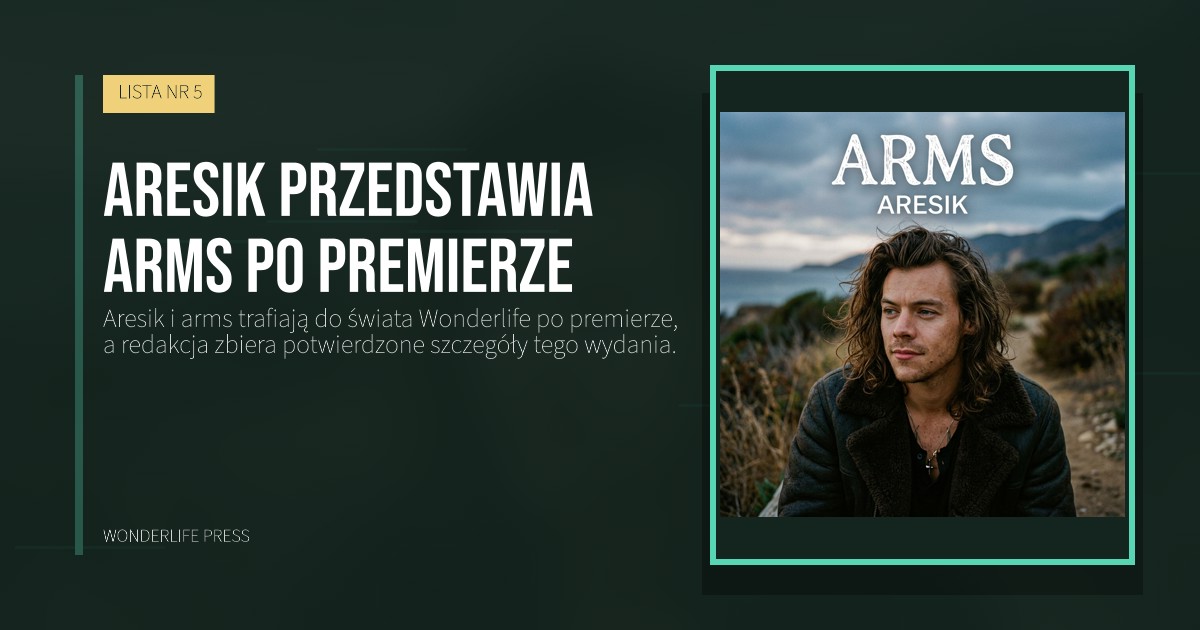 Wonderlife Press: Aresik przedstawia arms po premierze. okładka wydawnictwa. LISTA NR 5.